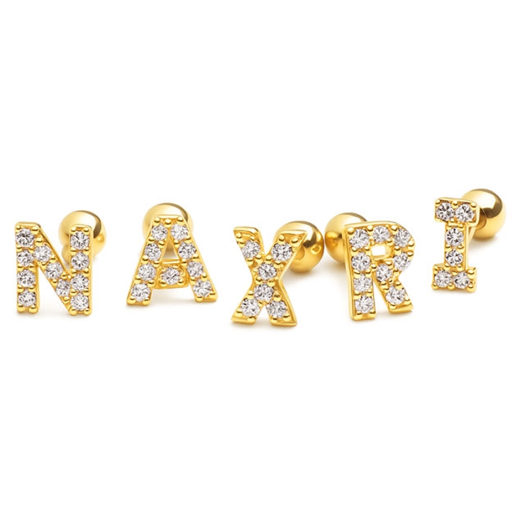 パヴェジュエル イニシャルロゴ(ゴールド)ストレートバーベル【ボディピアス ボデ… | ピアス専門店HOMESLICEPRODUCTIONS | 詳細画像4 