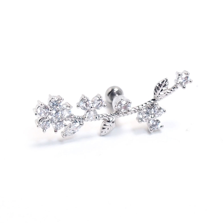 16G トラガス ジュエルフラワーストレートバーベル | ピアス専門店HOMESLICEPRODUCTIONS | 詳細画像1 