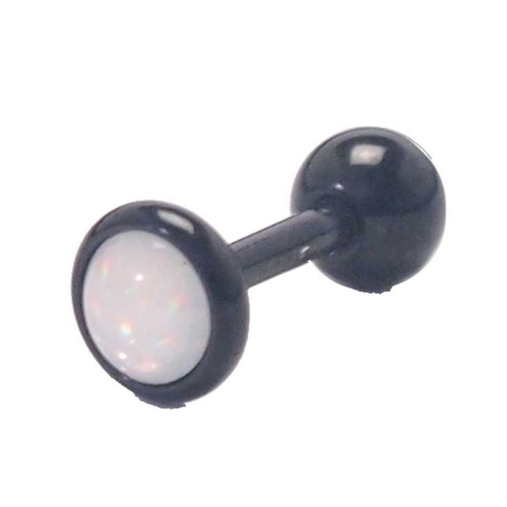 ブラック×ホワイト | ブライトフラットストーン ストレートバーベル 16G | ピアス専門店HOMESLICEPRODUCTIONS