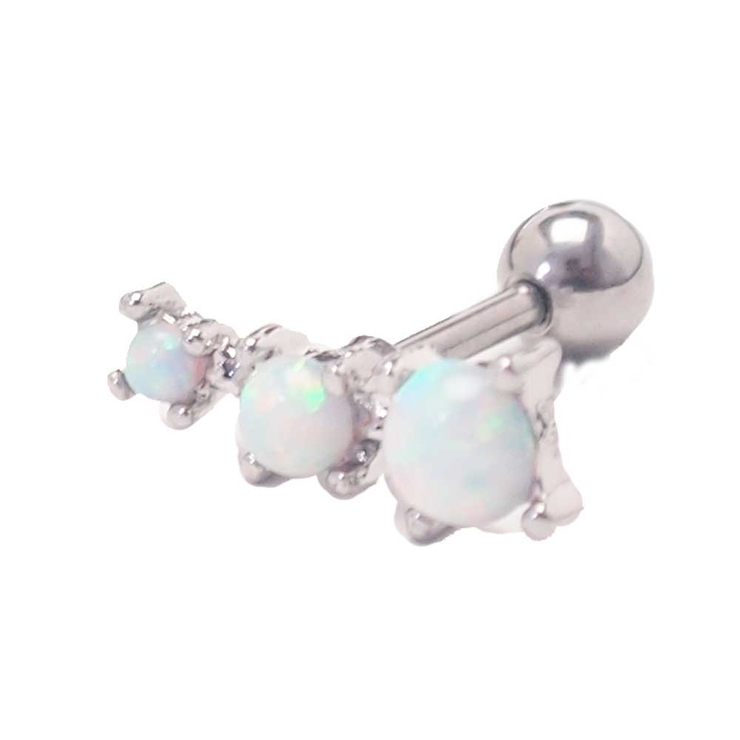 ホワイト | トリプルオパール ストレートバーベル 16G | ピアス専門店HOMESLICEPRODUCTIONS