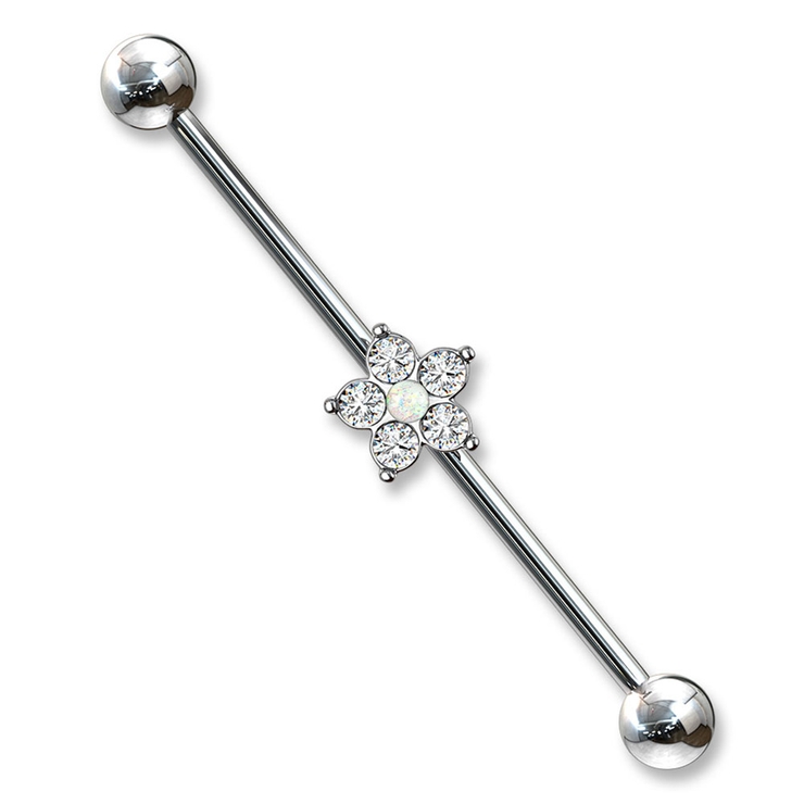 ホワイト | ボディピアス 5CZ オパールグリッターフラワー | ピアス専門店HOMESLICEPRODUCTIONS