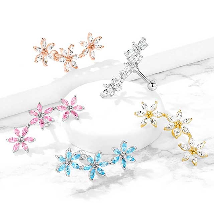 ボディピアス 3マーキーズ CZフラワージュエル | ピアス専門店HOMESLICEPRODUCTIONS | 詳細画像3 