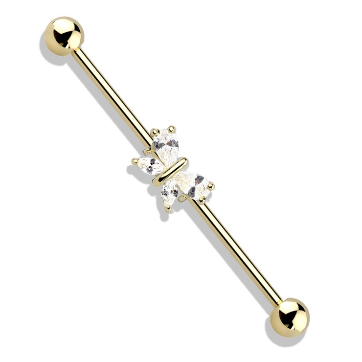 ゴールド | ボディピアス インダストリアル CZティアドロップ | ピアス専門店HOMESLICEPRODUCTIONS