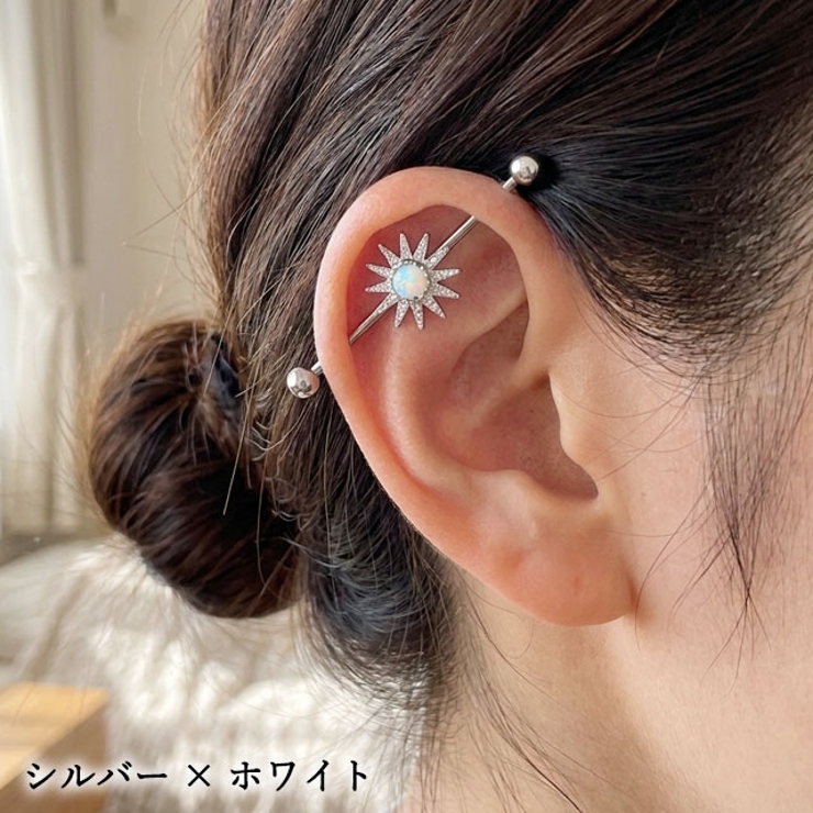 ボディピアス インダストリアル オパール[品番：PW000004851]｜ピアス