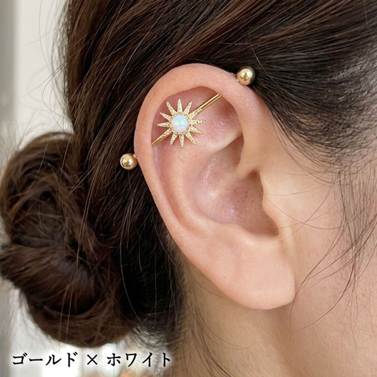ボディピアス インダストリアル オパール[品番：PW000004851]｜ピアス