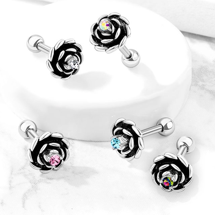 ボディピアス CZセンタージュエルフラワー アンティークシルバー | ピアス専門店HOMESLICEPRODUCTIONS | 詳細画像3 