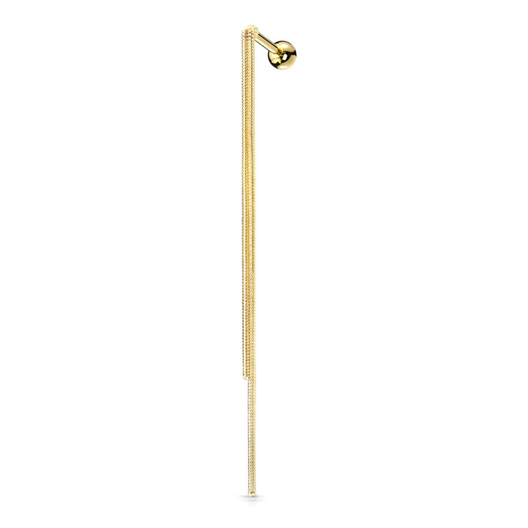 ゴールド | ボディピアス ダブルチェーンダングル ストレートバーベル | ピアス専門店HOMESLICEPRODUCTIONS