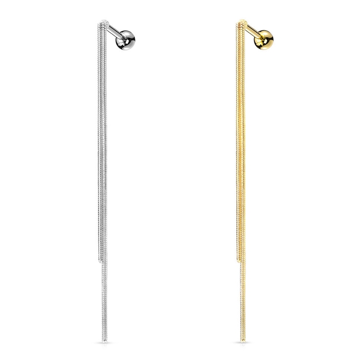 ボディピアス ダブルチェーンダングル ストレートバーベル | ピアス専門店HOMESLICEPRODUCTIONS | 詳細画像1 