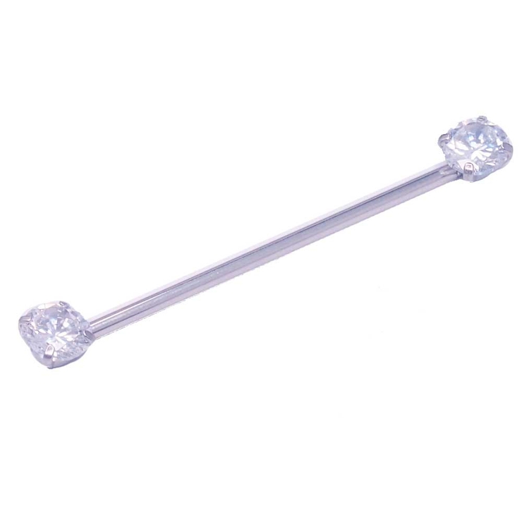 シルバー×クリア | ボディピアス インダストリアル CZ | ピアス専門店HOMESLICEPRODUCTIONS