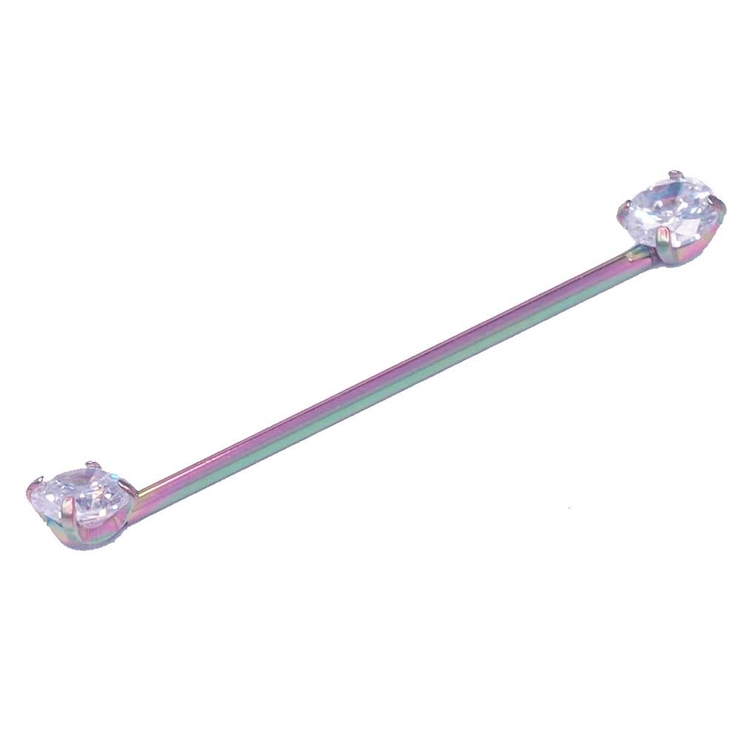 シルバー×AB | ボディピアス インダストリアル CZ | ピアス専門店HOMESLICEPRODUCTIONS