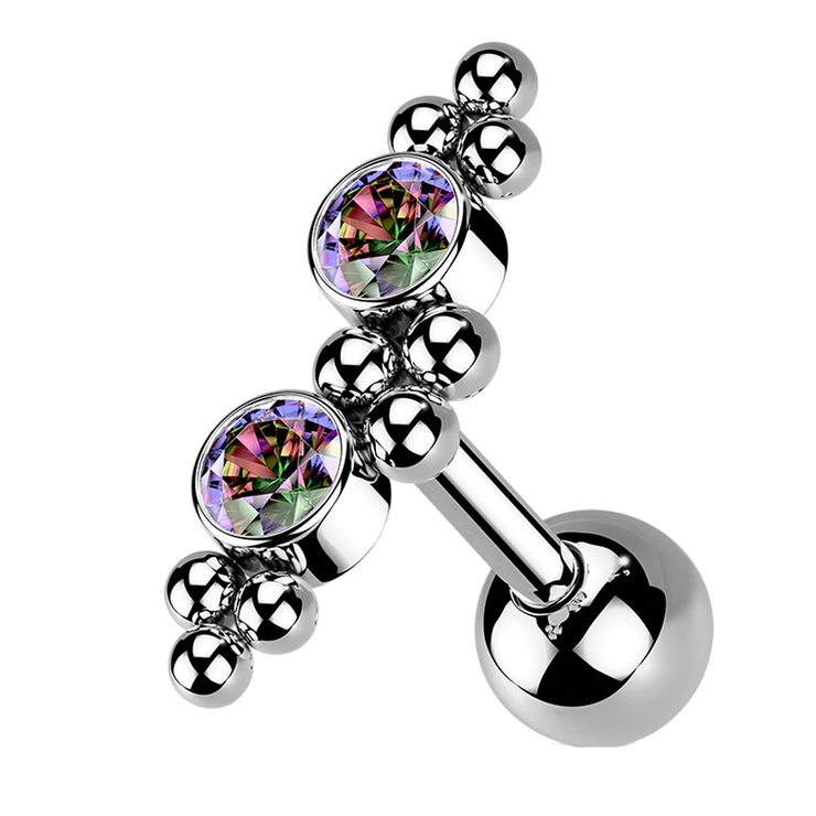 シルバー×VM | ボディピアス CZ 2ジュエル＆ボールクラスター | ピアス専門店HOMESLICEPRODUCTIONS