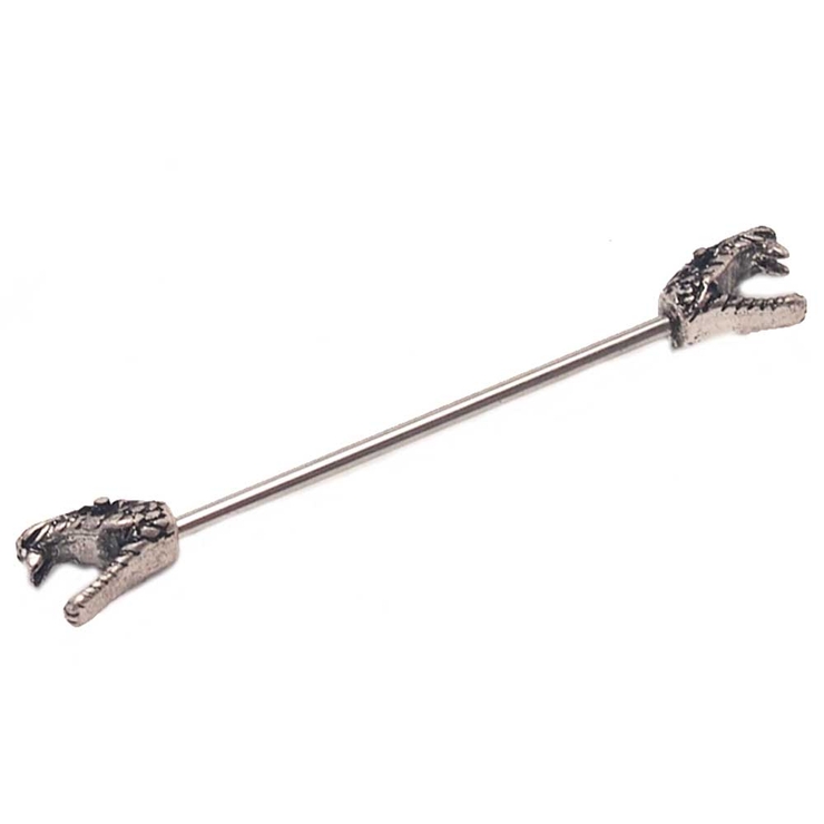 シルバー | ボディピアス スネークヘッド インダストリアルストレートバーベル | ピアス専門店HOMESLICEPRODUCTIONS