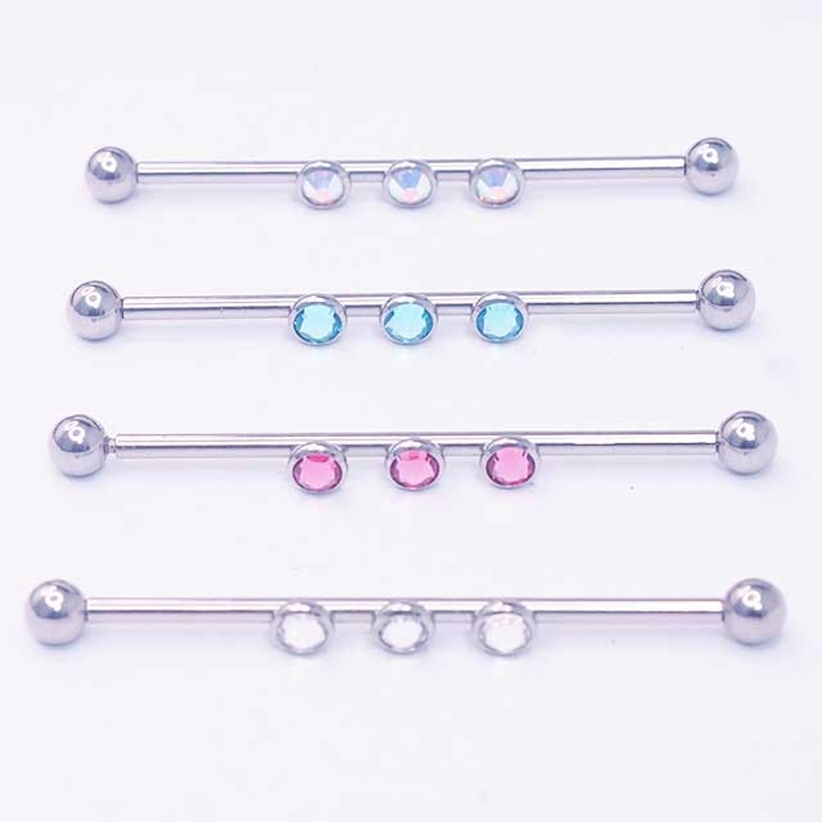 ボディピアス インダストリアル トリプルラウンドジェム | ピアス専門店HOMESLICEPRODUCTIONS | 詳細画像2 