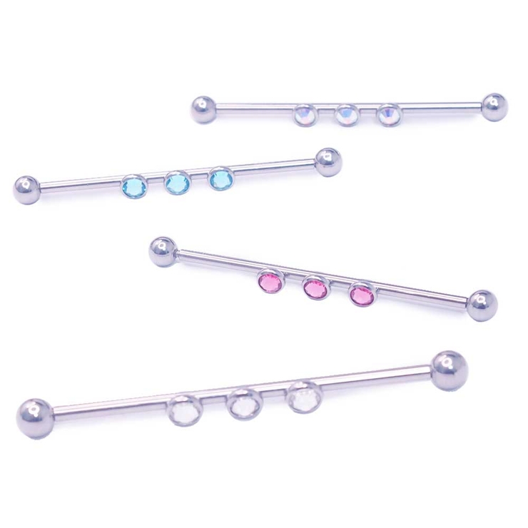 ボディピアス インダストリアル トリプルラウンドジェム | ピアス専門店HOMESLICEPRODUCTIONS | 詳細画像1 