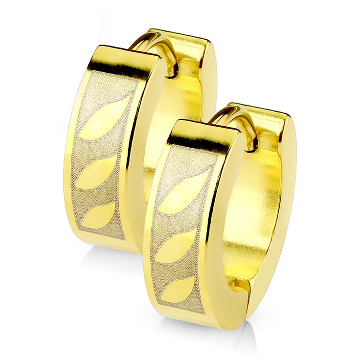 316Lサージカルステンレスゴールドフープピアス 3リーフ 1個売り | ピアス専門店HOMESLICEPRODUCTIONS | 詳細画像2 