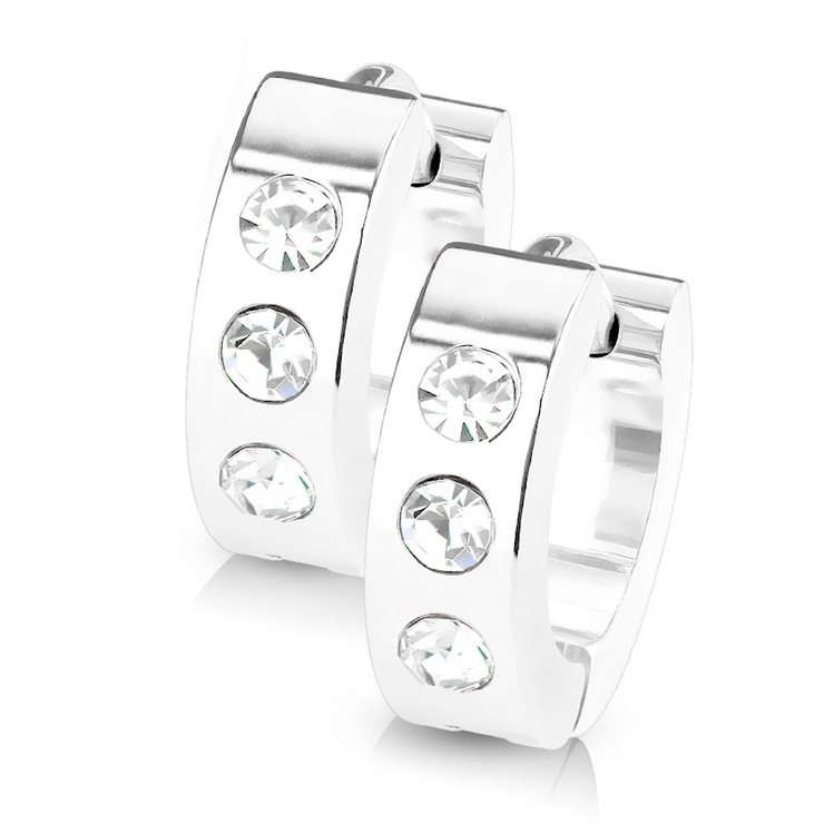 シルバー | ピアス トリプルCZ フープピアス | ピアス専門店HOMESLICEPRODUCTIONS