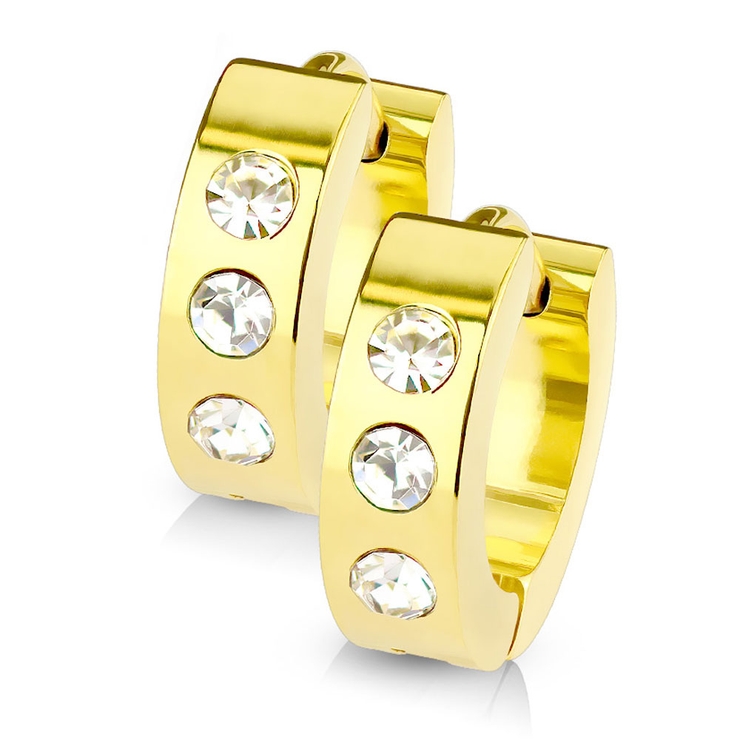 ゴールド | ピアス トリプルCZ フープピアス | ピアス専門店HOMESLICEPRODUCTIONS