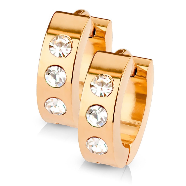 ピンクゴールド | ピアス トリプルCZ フープピアス | ピアス専門店HOMESLICEPRODUCTIONS