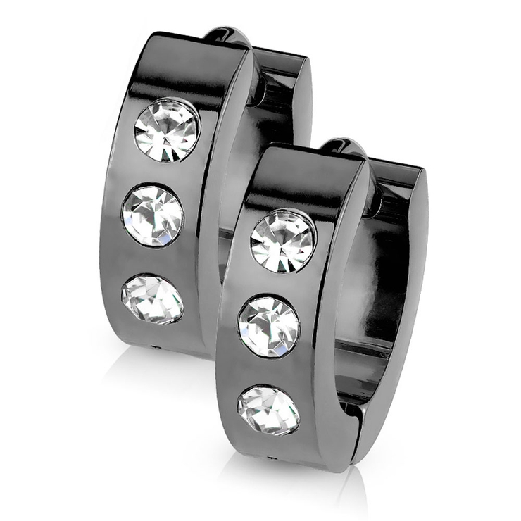 ブラック | ピアス トリプルCZ フープピアス | ピアス専門店HOMESLICEPRODUCTIONS