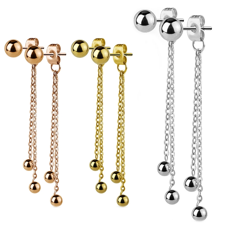 ピアス ダブルチェーン ボールピアス | ピアス専門店HOMESLICEPRODUCTIONS | 詳細画像1 