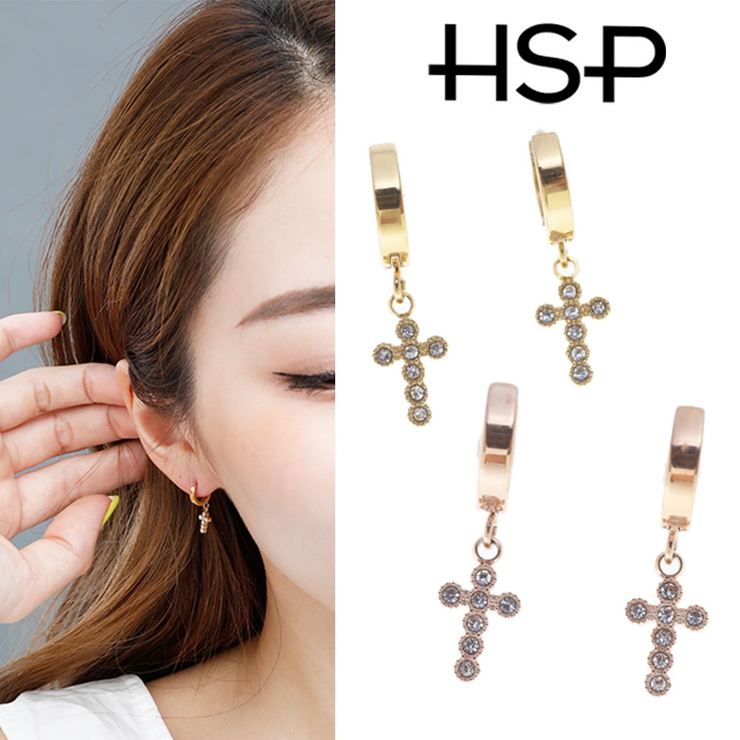 ジュエルクロス ステンレスフープピアス （1ペア） | ピアス専門店HOMESLICEPRODUCTIONS | 詳細画像1 