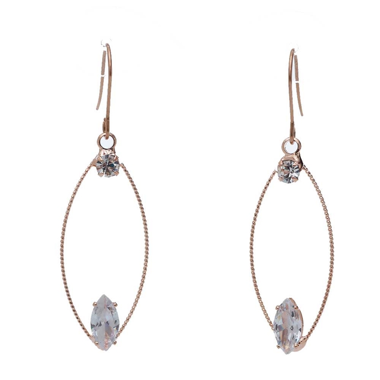 ピンクゴールド | ピアス サージカルステンレス リーフフレーム＆ビジュー | ピアス専門店HOMESLICEPRODUCTIONS