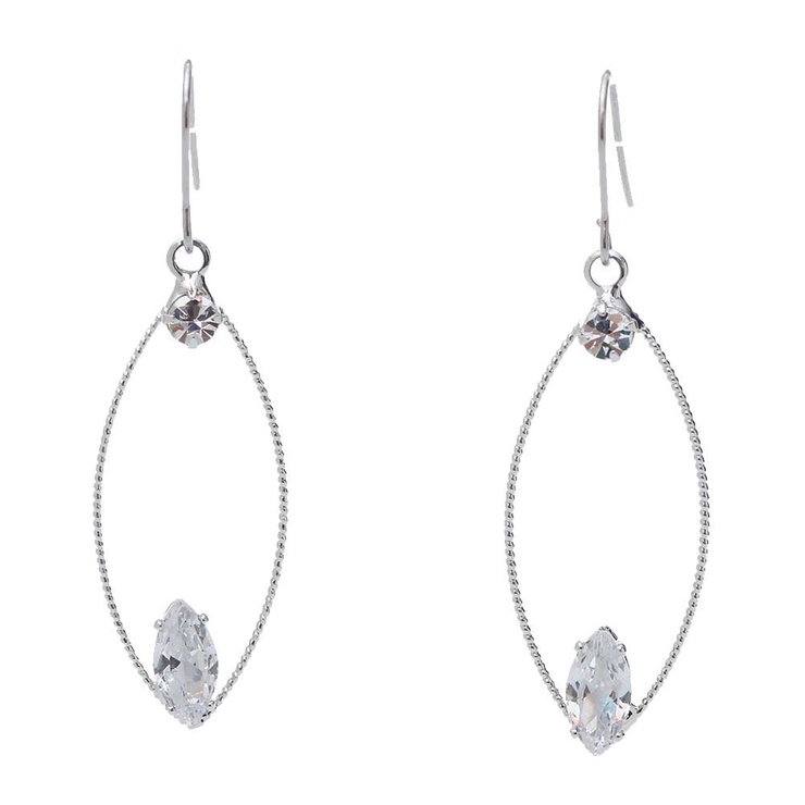 シルバー | ピアス サージカルステンレス リーフフレーム＆ビジュー | ピアス専門店HOMESLICEPRODUCTIONS