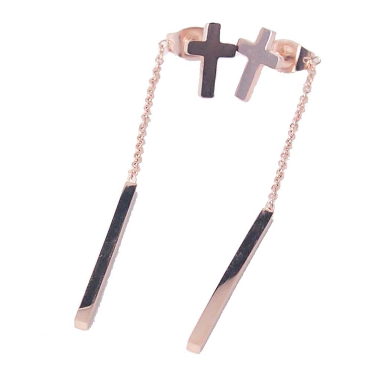 ピンクゴールド | 316Lサージカルステンレス クロス&スティック ピアス（1ペア） | ピアス専門店HOMESLICEPRODUCTIONS