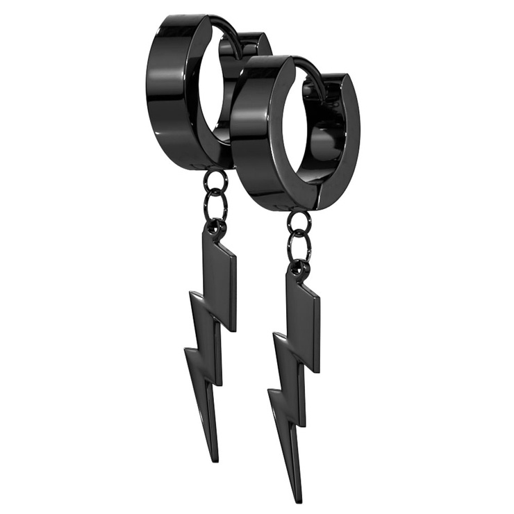 ブラック | フープピアス サージカルステンレス チャーム付 | ピアス専門店HOMESLICEPRODUCTIONS