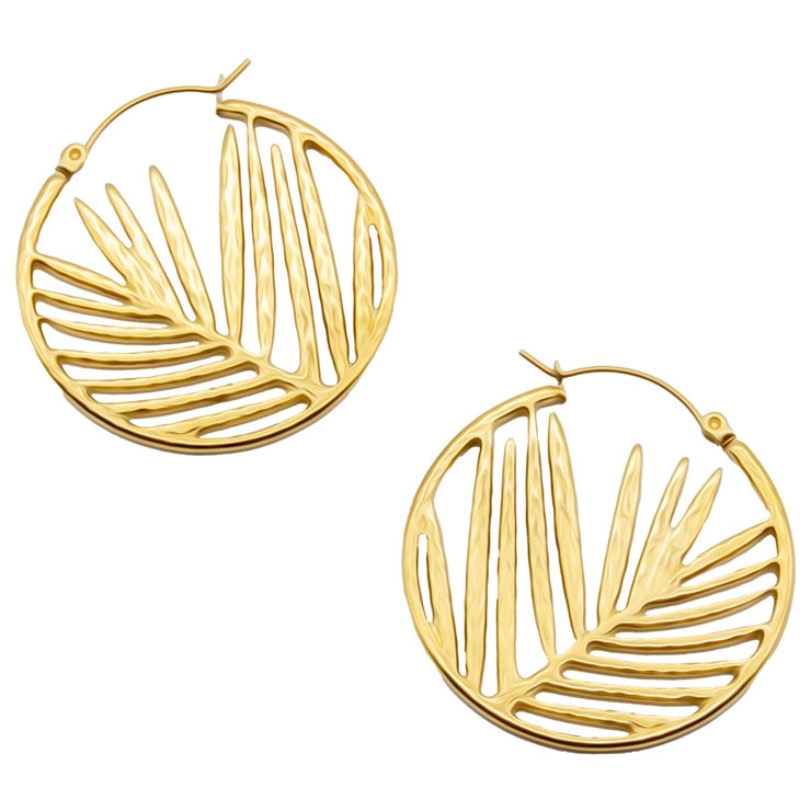 ゴールド | フープピアス バンブーリーフ 竹 | ピアス専門店HOMESLICEPRODUCTIONS