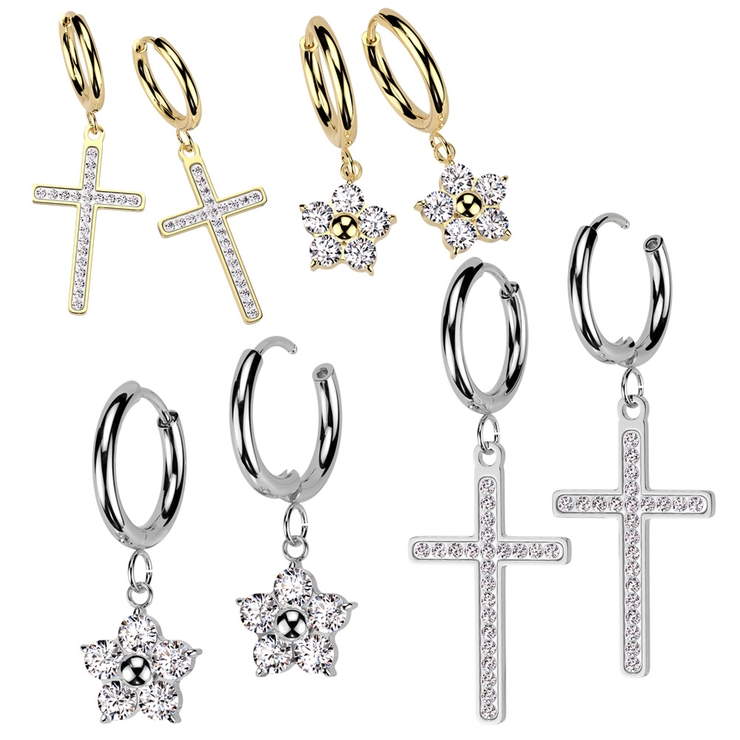 フープピアス サージカルステンレス クロス | ピアス専門店HOMESLICEPRODUCTIONS | 詳細画像1 