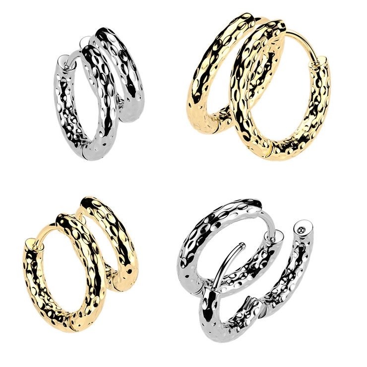 フープピアス サージカルステンレス ハンマー | ピアス専門店HOMESLICEPRODUCTIONS | 詳細画像1 