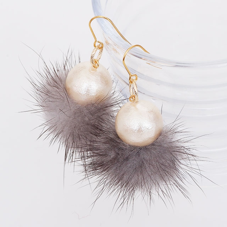 ピアス サージカルステンレス ファー＆コットンパール | ピアス専門店HOMESLICEPRODUCTIONS | 詳細画像6 