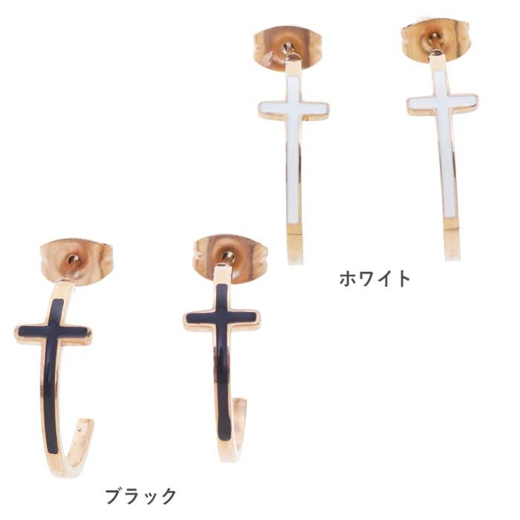 ハーフサークル クロス ステンレスピアス （1ペア） | ピアス専門店HOMESLICEPRODUCTIONS | 詳細画像3 