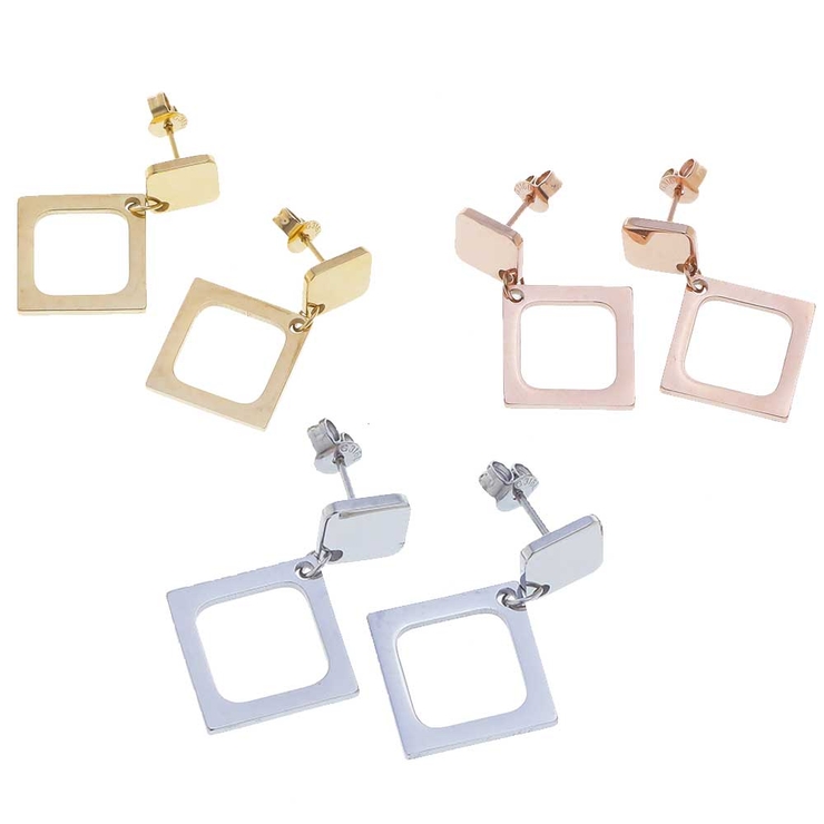 ダイヤプレート＆フレーム ステンレスピアス （1ペア） | ピアス専門店HOMESLICEPRODUCTIONS | 詳細画像2 