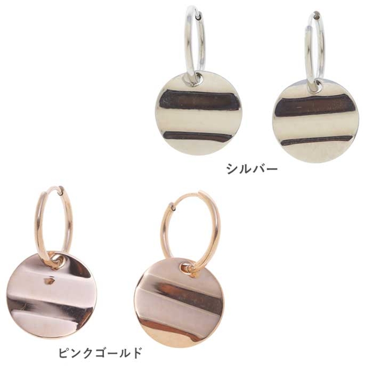 ウェーブラウンドプレート フープ ステンレスピアス （1ペア） | ピアス専門店HOMESLICEPRODUCTIONS | 詳細画像3 