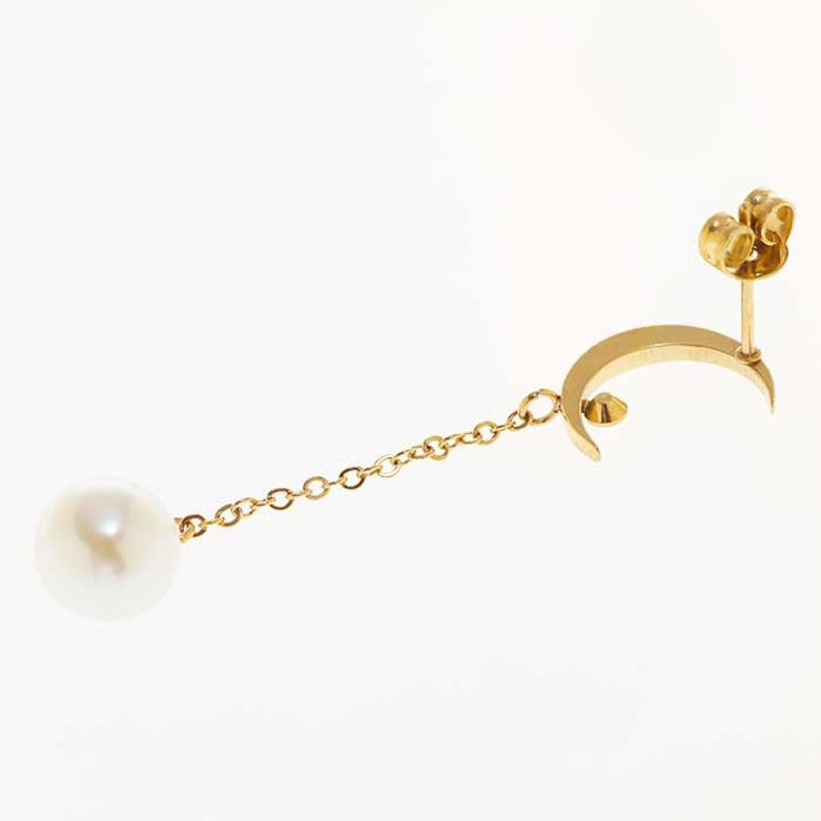 ムーン＆イミテーションパール ロングチェーン ステンレスピアス | ピアス専門店HOMESLICEPRODUCTIONS | 詳細画像5 