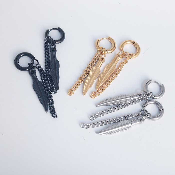 ピアス サージカルステンレス トライバルフェザー＆チェーンダングル | ピアス専門店HOMESLICEPRODUCTIONS | 詳細画像8 