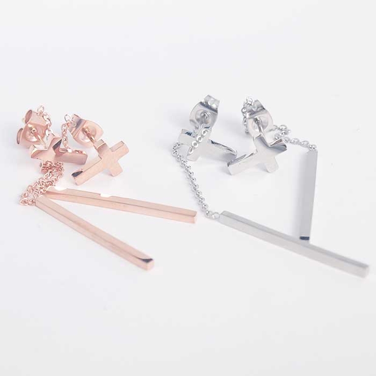 316Lサージカルステンレス クロス&スティック ピアス（1ペア） | ピアス専門店HOMESLICEPRODUCTIONS | 詳細画像8 