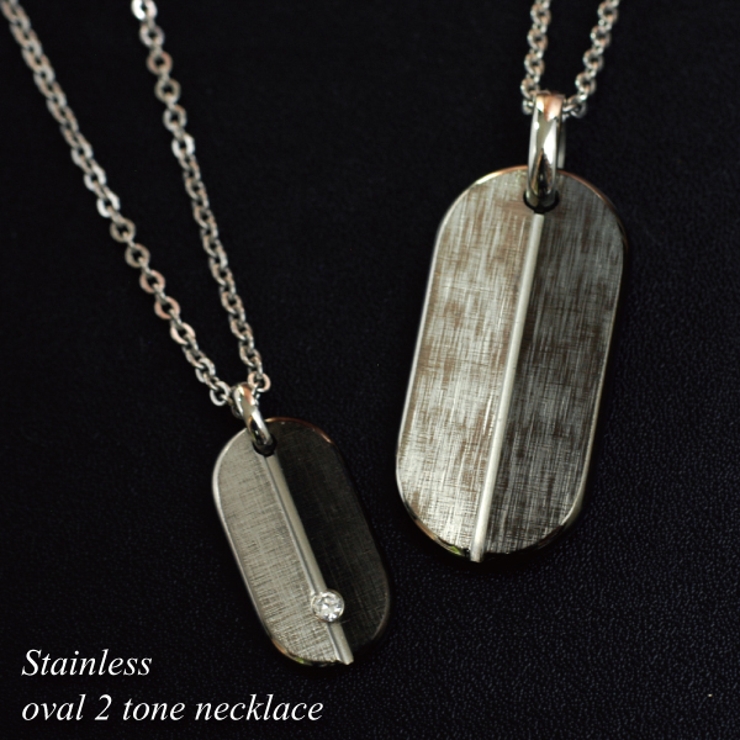 316Lサージカルステンレス オーバル2トーンネックレス | ピアス専門店HOMESLICEPRODUCTIONS | 詳細画像3 