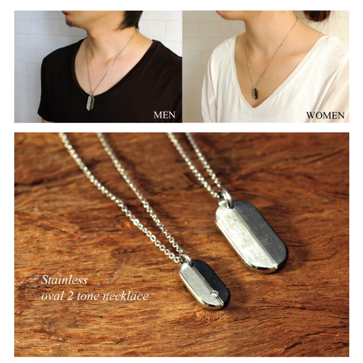 316Lサージカルステンレス オーバル2トーンネックレス | ピアス専門店HOMESLICEPRODUCTIONS | 詳細画像4 