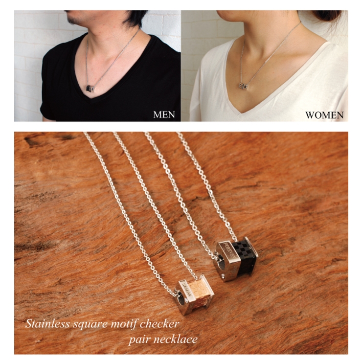 316Lサージカルステンレス スクエアモチーフチェッカーネックレス ペア | ピアス専門店HOMESLICEPRODUCTIONS | 詳細画像4 