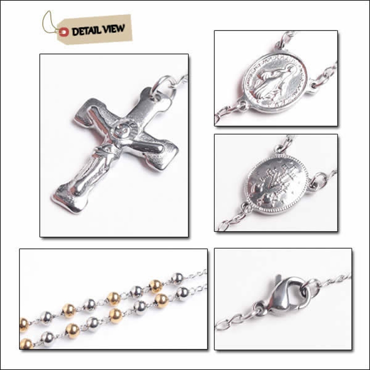 316Lサージカルステンレス マリアメダイ×キリスト十字 ロザリオネックレス | ピアス専門店HOMESLICEPRODUCTIONS | 詳細画像3 