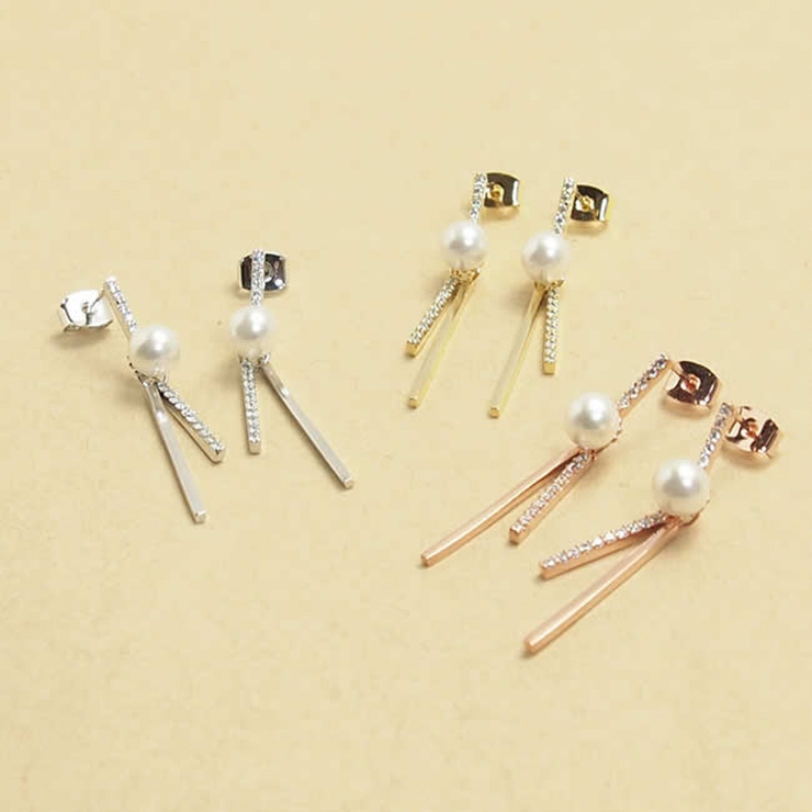 パール&amp;ジュエルラインバー スウィングピアス 【シルバー925ポスト | ピアス専門店HOMESLICEPRODUCTIONS | 詳細画像2 