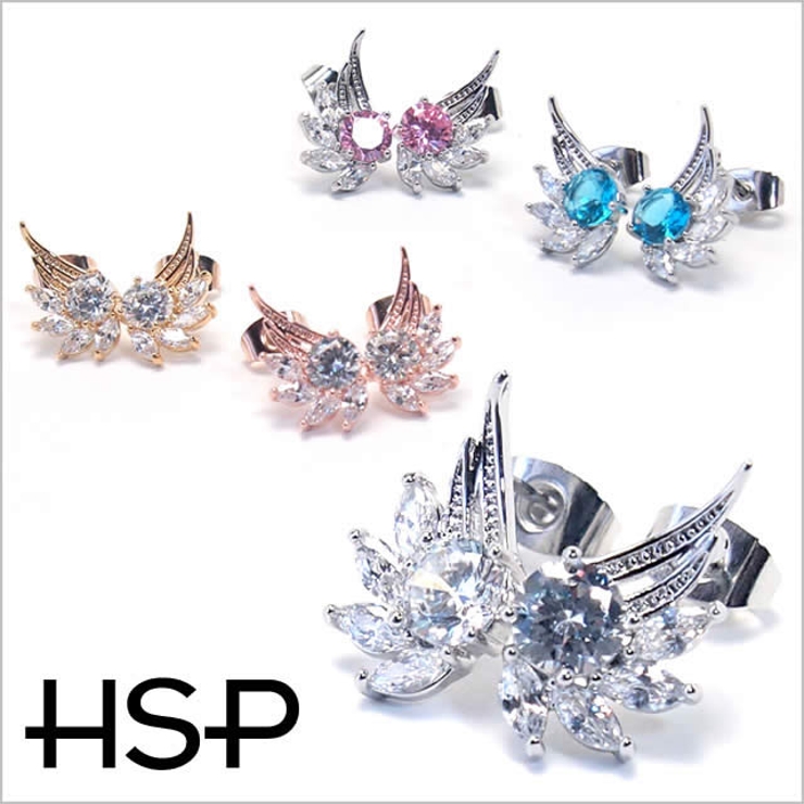 316Lステンレスポスト CZエンジェルウィングピアス 1ペア | ピアス専門店HOMESLICEPRODUCTIONS | 詳細画像2 