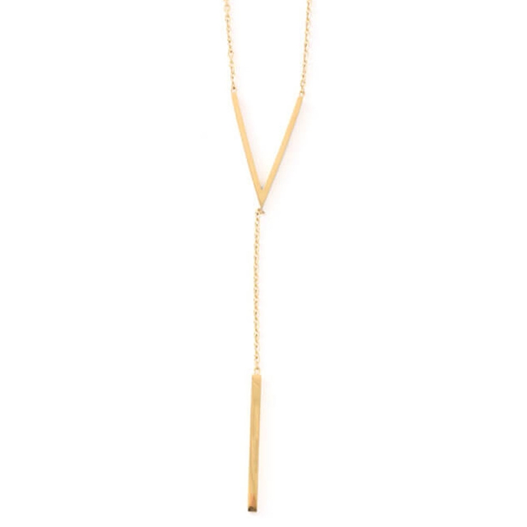 ゴールド | ネックレス サージカルステンレス メタルバー Y字 ペンダント レディース | ピアス専門店HOMESLICEPRODUCTIONS