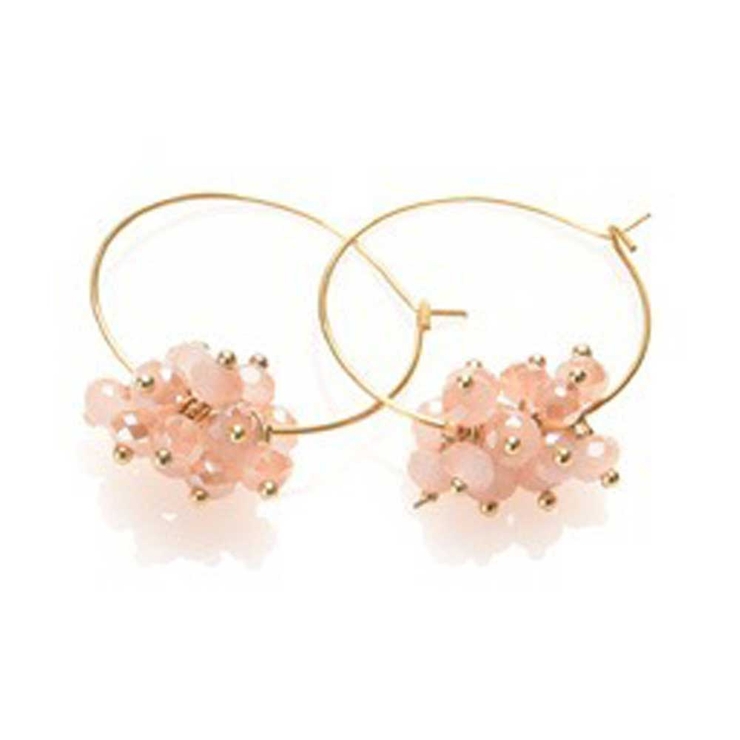 オーロラピンク/ゴールドフープ | ピアス サージカルステンレス プチ淡水パール＆ガラスビーズ | ピアス専門店HOMESLICEPRODUCTIONS