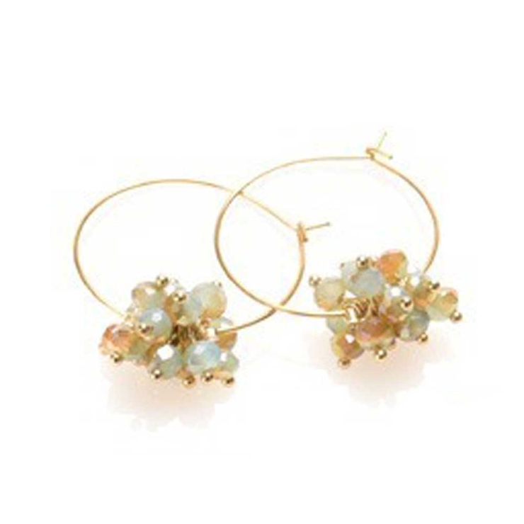 アイスグリーン/ゴールドフープ | ピアス サージカルステンレス プチ淡水パール＆ガラスビーズ | ピアス専門店HOMESLICEPRODUCTIONS