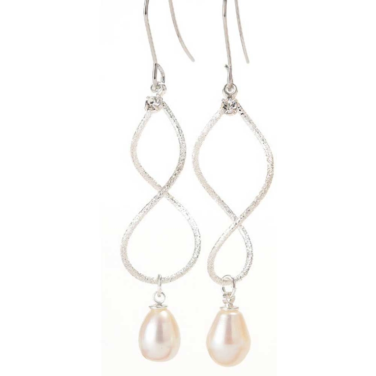 シルバー | ピアス サージカルステンレス ティアドロップ淡水パール＆ウォープデザインフレーム | ピアス専門店HOMESLICEPRODUCTIONS