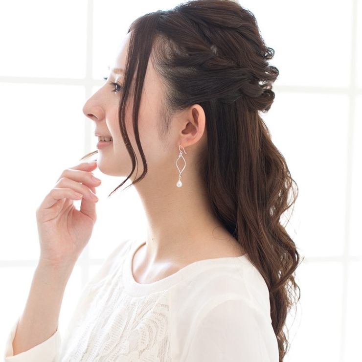 ピアス サージカルステンレス ティアドロップ淡水パール＆ウォープデザインフレーム | ピアス専門店HOMESLICEPRODUCTIONS | 詳細画像4 